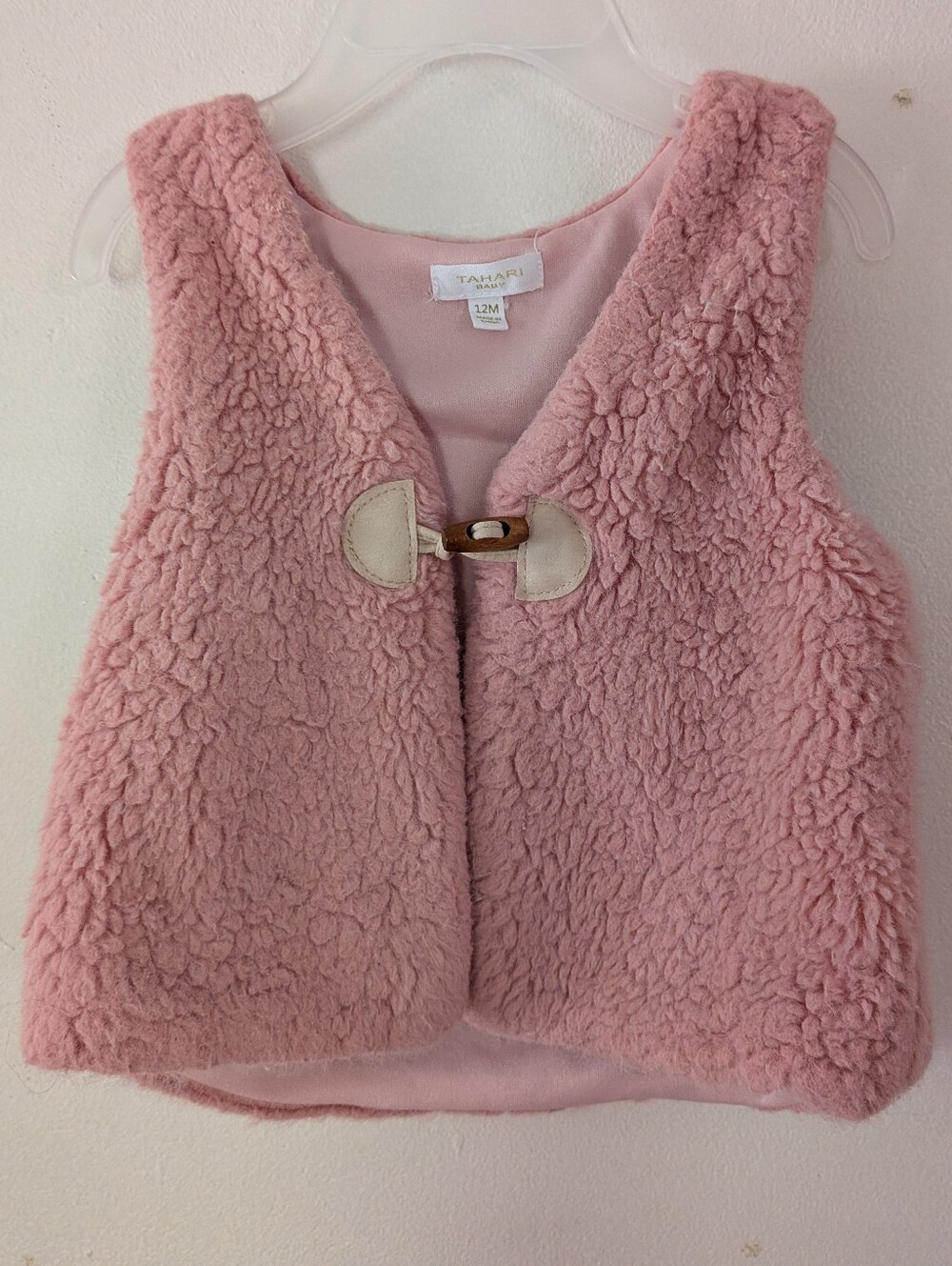 Tahari Cozy Pink Texture Fleece 12M Baby Girl Vest